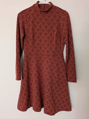 Boden High Neck Jacquard Long-Sleeve A-Line Dress ~ Sz 2R